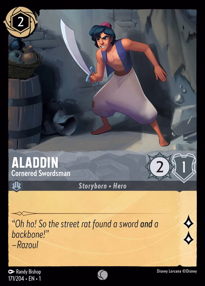 Aladdin - Cornered Swordsman Lorcana card (171/204, The First Chapter)