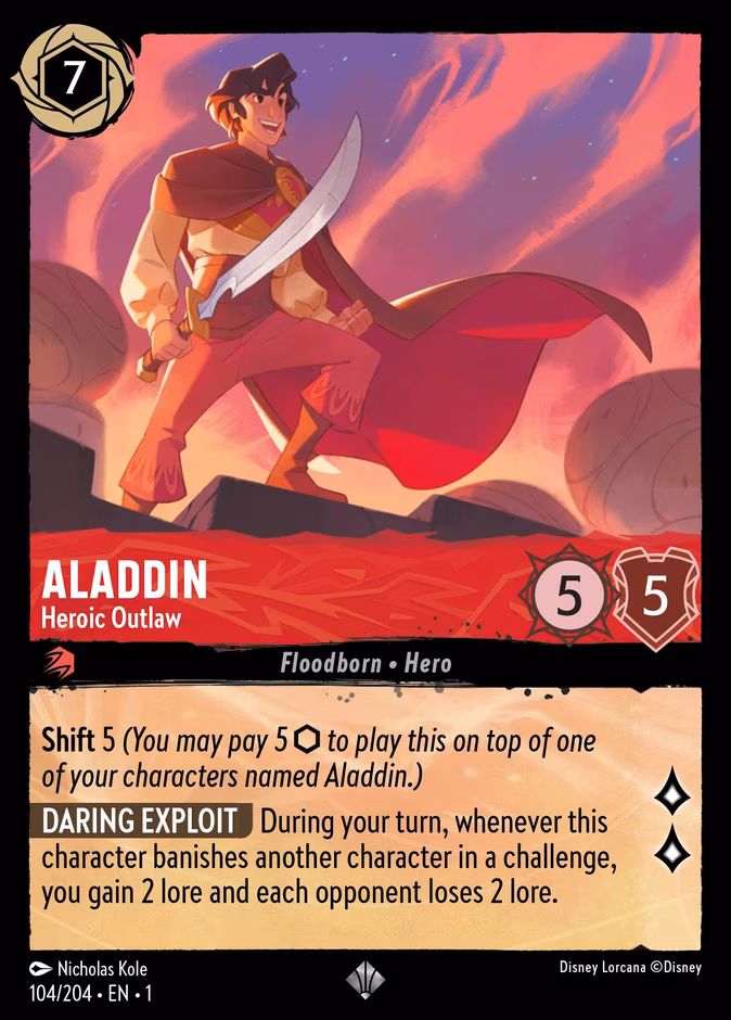 Aladdin - Heroic Outlaw Lorcana card (104/204, The First Chapter)