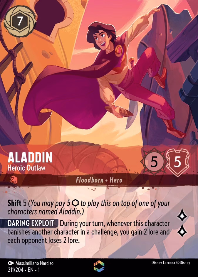 Aladdin - Heroic Outlaw Lorcana card (211/204, The First Chapter)