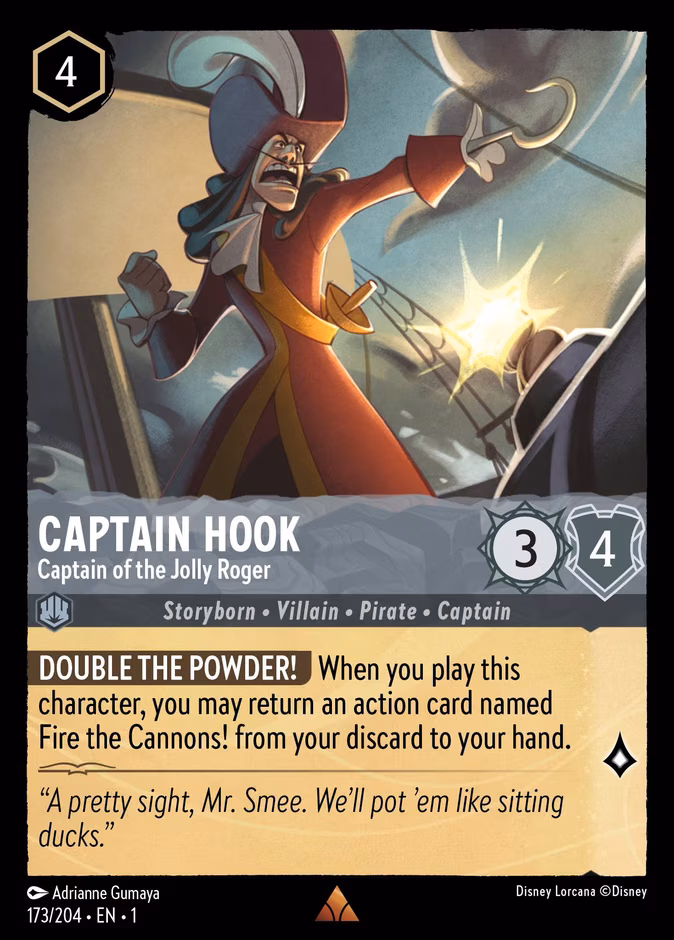 Captain Hook - Captain of the Jolly Roger Lorcana card (173/204, The First Chapter)