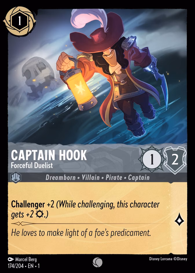 Captain Hook - Forceful Duelist Lorcana card (174/204, The First Chapter)
