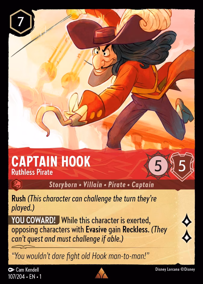 Captain Hook - Ruthless Pirate Lorcana card (107/204, The First Chapter)