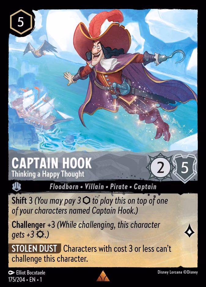 Captain Hook - Thinking a Happy Thought Lorcana card (175/204, The First Chapter)