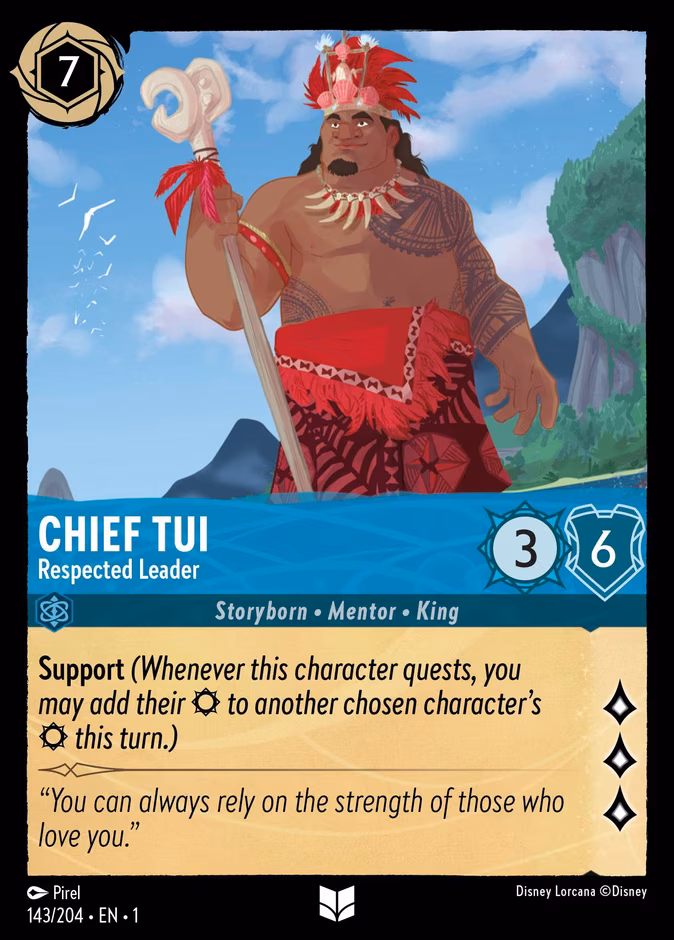 Chief Tui - Respected Leader Lorcana card (143/204, The First Chapter)