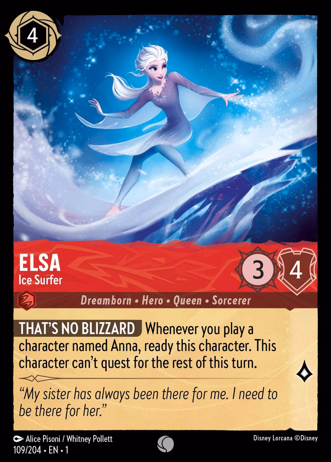 Elsa - Ice Surfer Lorcana card (109/204, The First Chapter)