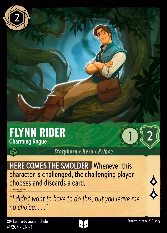 Flynn Rider - Charming Rogue Lorcana card (74/204, The First Chapter)