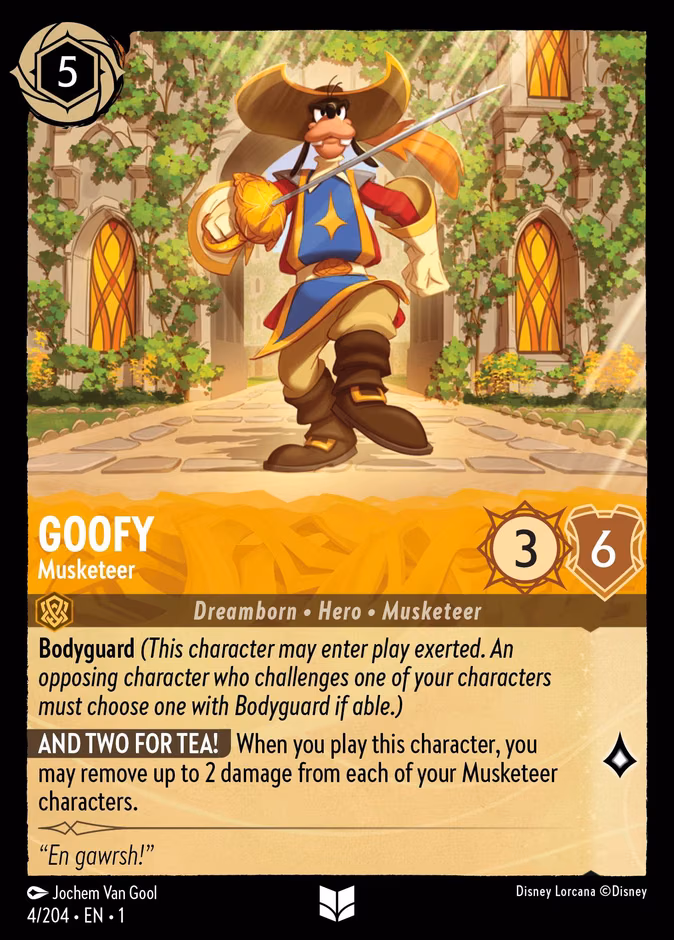Goofy - Musketeer Lorcana card (4/204, The First Chapter)