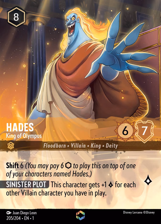 Hades - King of Olympus Lorcana card (205/204, The First Chapter)