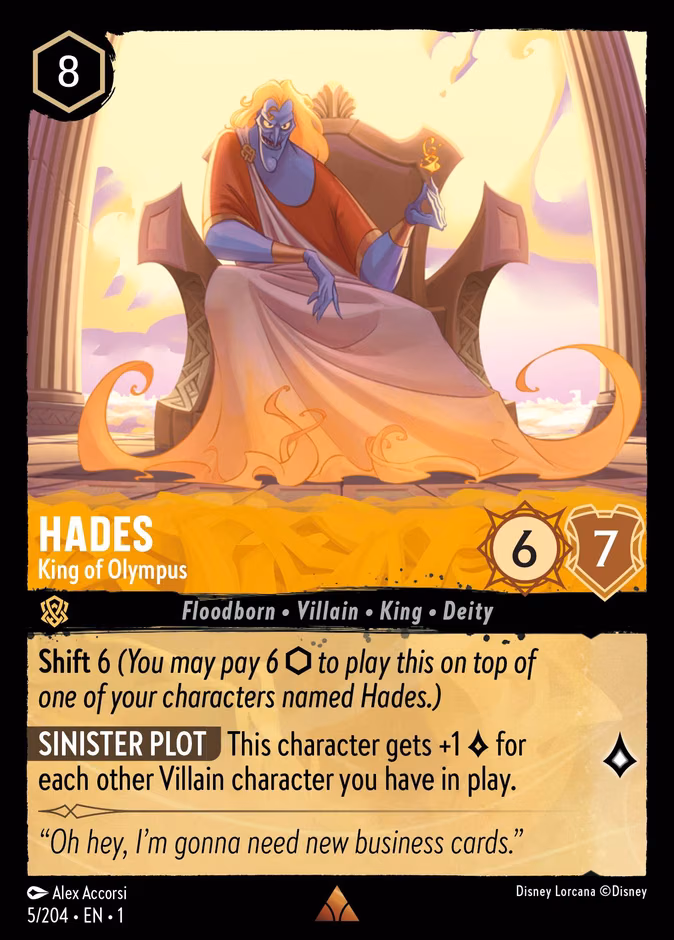 Hades - King of Olympus Lorcana card (5/204, The First Chapter)