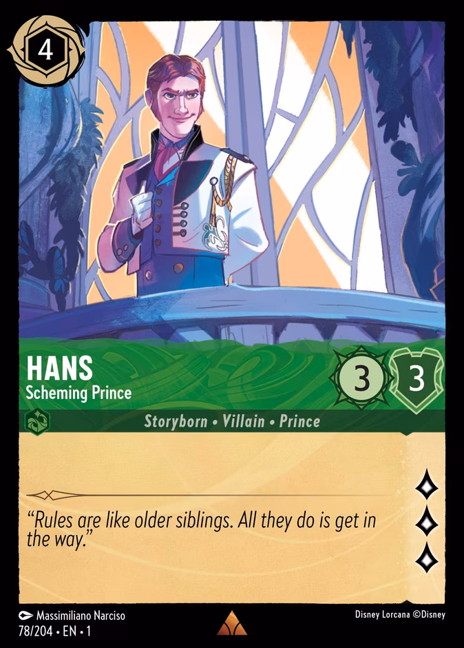 Hans - Scheming Prince Lorcana card (78/204, The First Chapter)