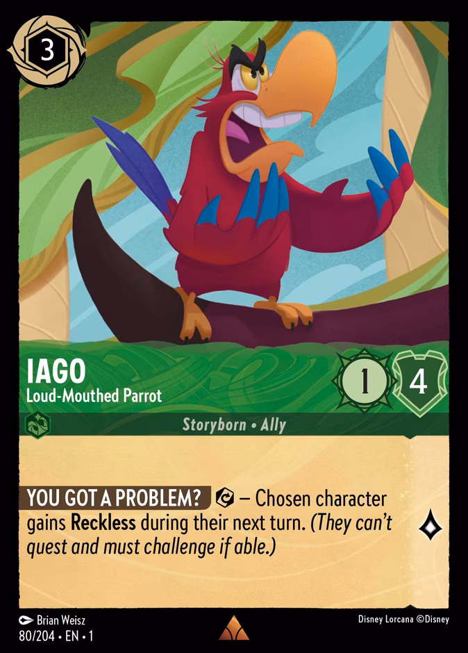 Iago - Loud-Mouthed Parrot Lorcana card (80/204, The First Chapter)