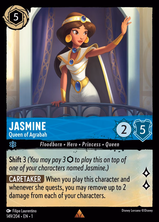Jasmine - Queen of Agrabah Lorcana card (149/204, The First Chapter)