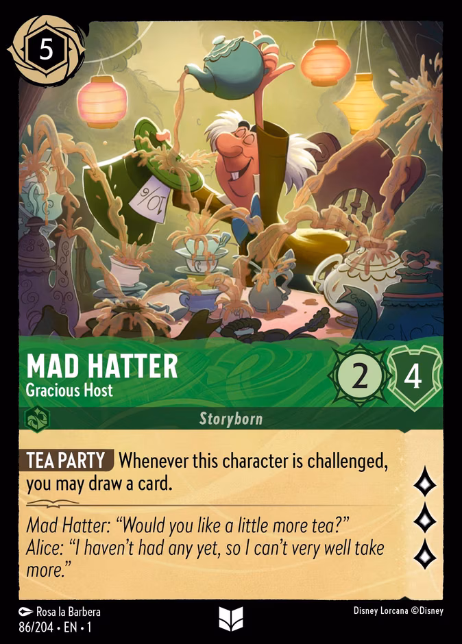 Mad Hatter - Gracious Host Lorcana card (86/204, The First Chapter)
