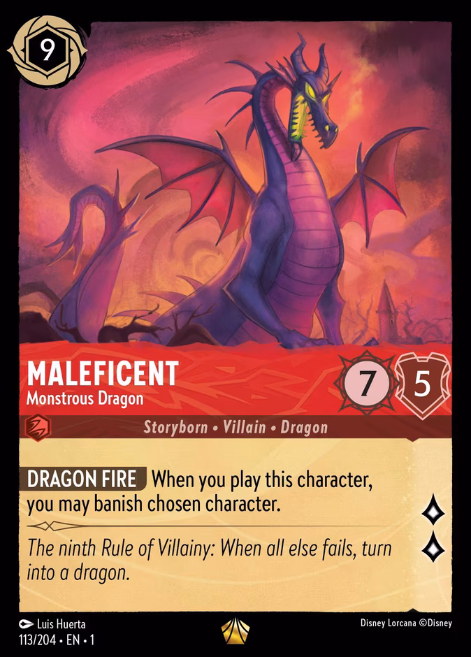 Maleficent - Monstrous Dragon Lorcana card (113/204, The First Chapter)