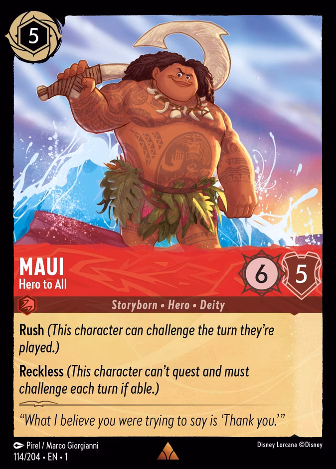 Maui - Hero to All Lorcana card (114/204, The First Chapter)