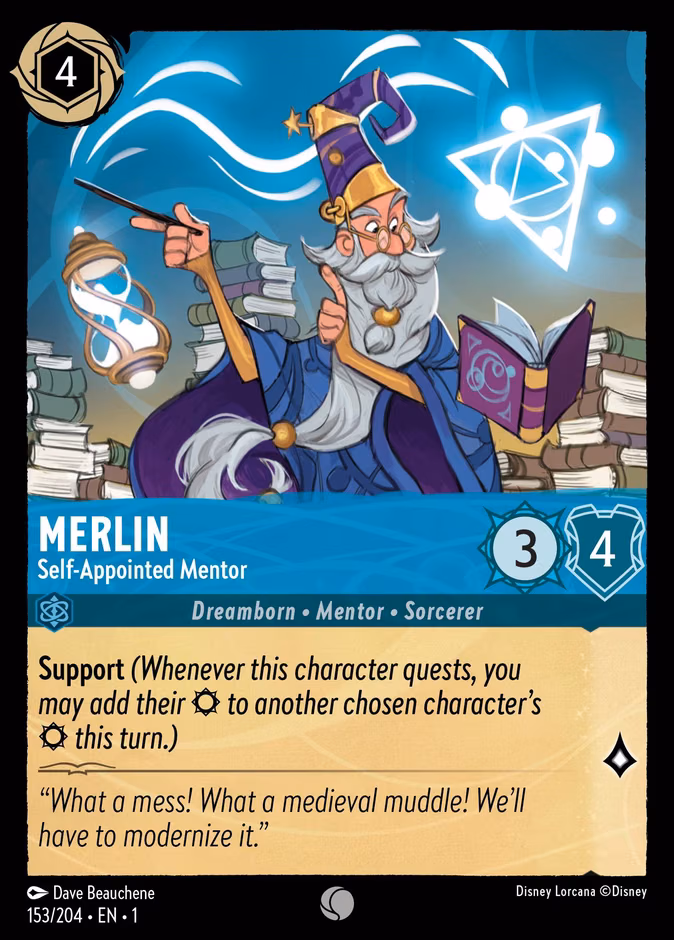 Merlin - Self-Appointed Mentor Lorcana card (153/204, The First Chapter)