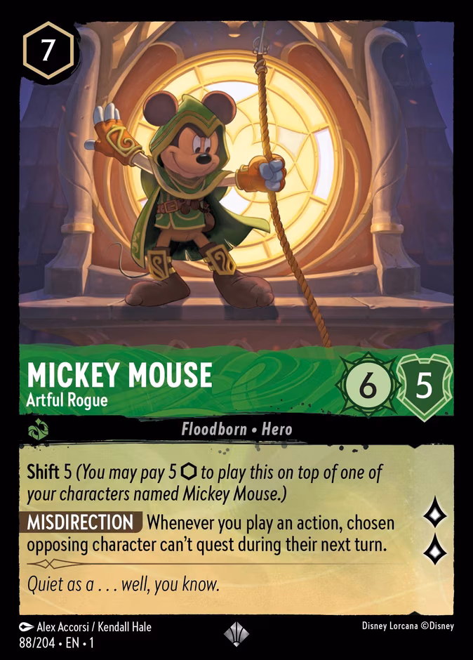 Mickey Mouse - Artful Rogue Lorcana card (88/204, The First Chapter)