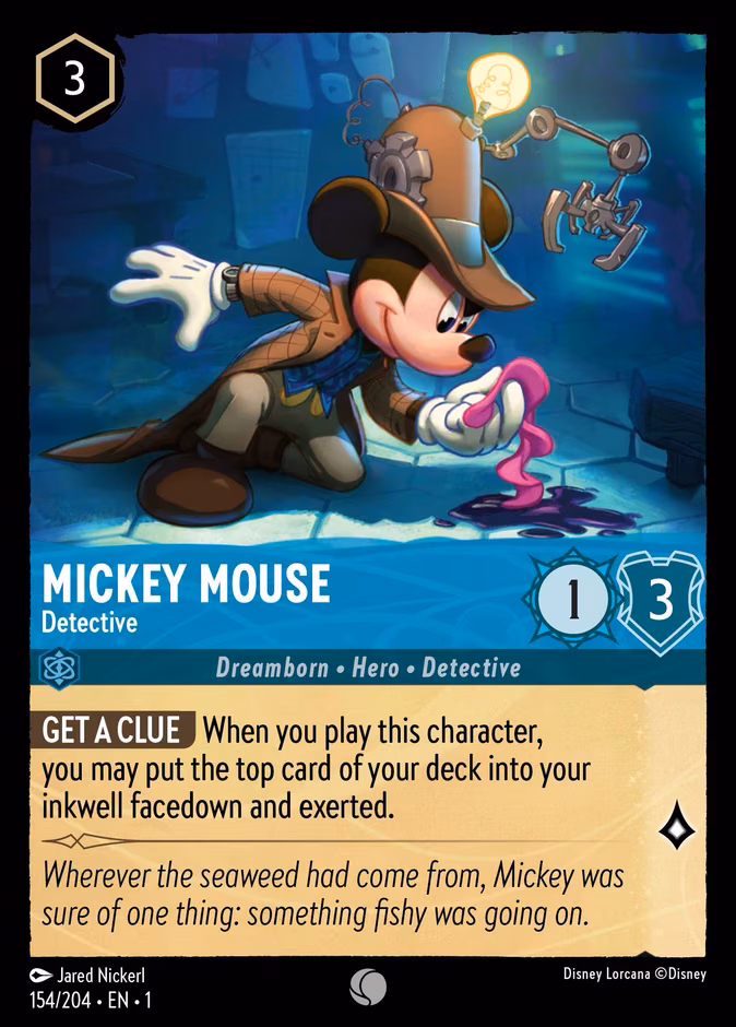 Mickey Mouse - Detective Lorcana card (154/204, The First Chapter)