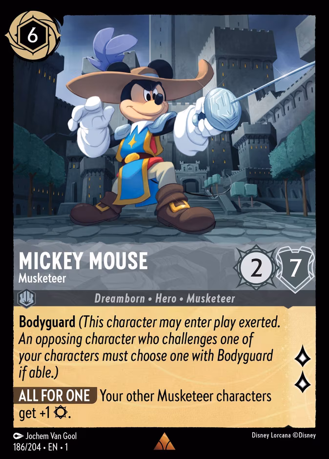 Mickey Mouse - Musketeer Lorcana card (186/204, The First Chapter)