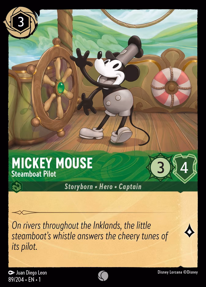 Mickey Mouse - Steamboat Pilot Lorcana card (89/204, The First Chapter)
