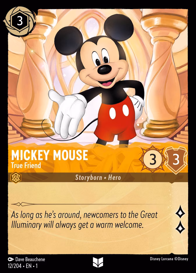 Mickey Mouse - True Friend Lorcana card (12/204, The First Chapter)