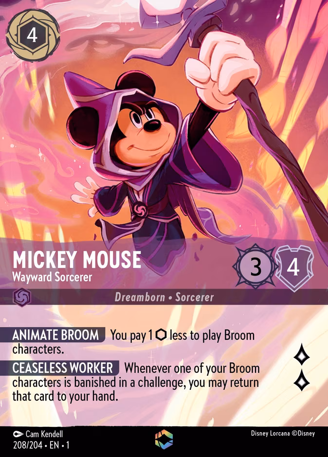 Mickey Mouse - Wayward Sorcerer Lorcana card (208/204)
