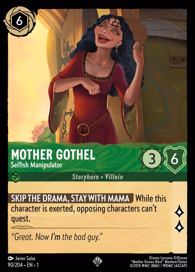 Mother Gothel - Selfish Manipulator Lorcana card (90/204, The First Chapter)