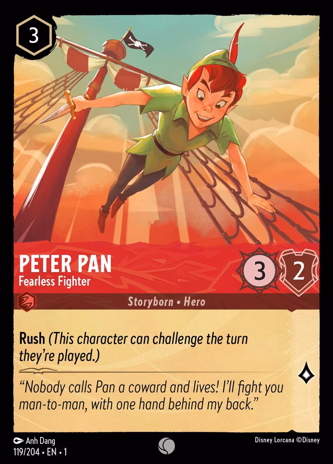 Peter Pan - Fearless Fighter Lorcana card (119/204, The First Chapter)