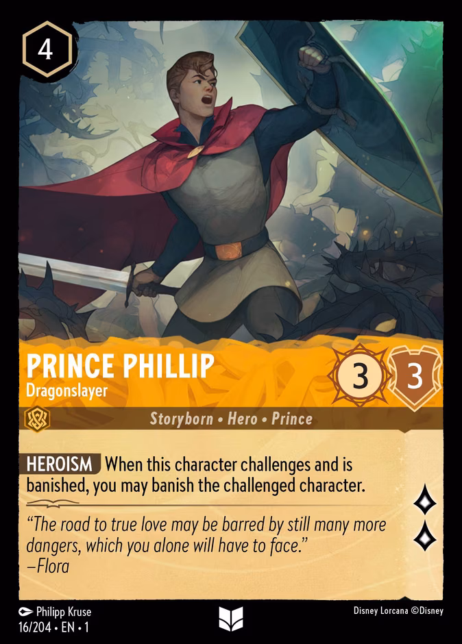 Prince Phillip - Dragonslayer Lorcana card (16/204, The First Chapter)