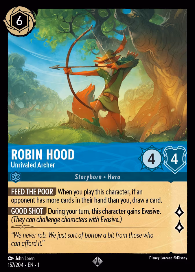 Robin Hood - Unrivaled Archer Lorcana card (157/204, The First Chapter)