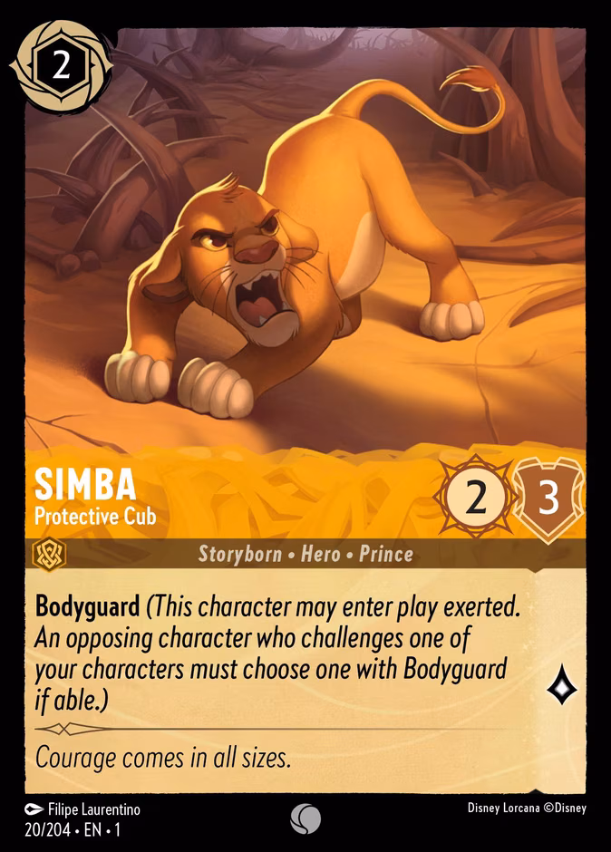 Simba - Protective Cub Lorcana card (20/204, The First Chapter)