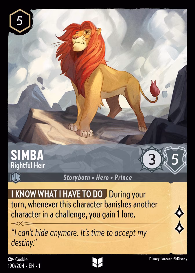 Simba - Rightful Heir Lorcana card (190/204, The First Chapter)