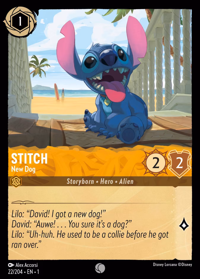 Stitch - New Dog Lorcana card (22/204, The First Chapter)