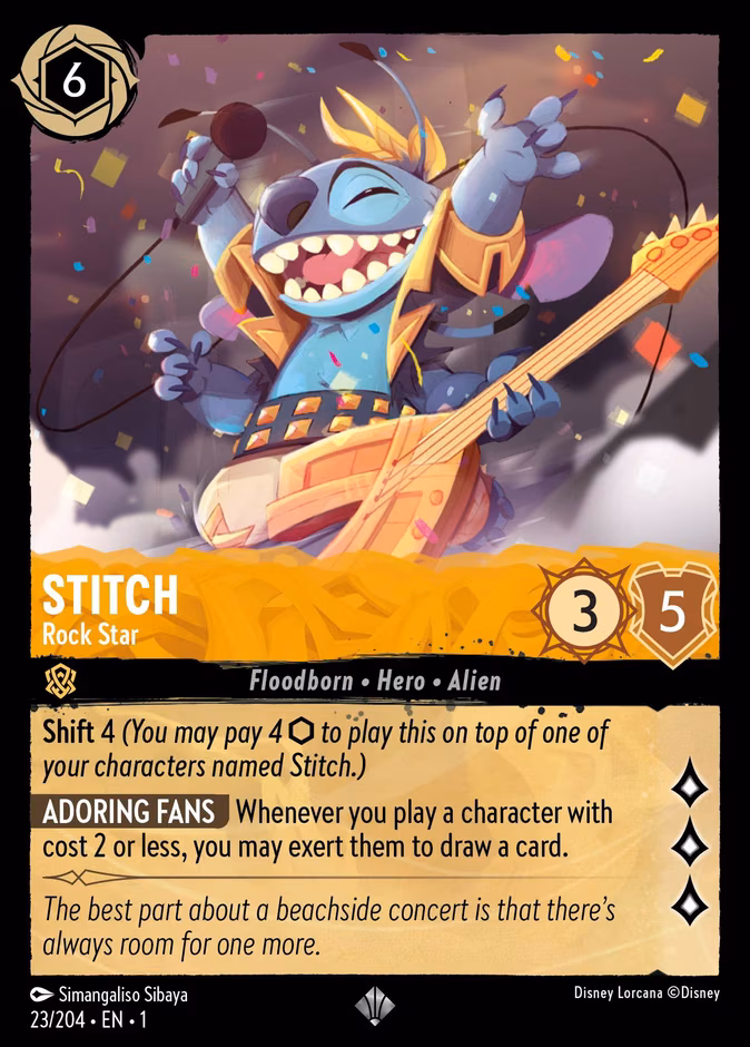 Stitch - Rock Star Lorcana card (23/204, The First Chapter)