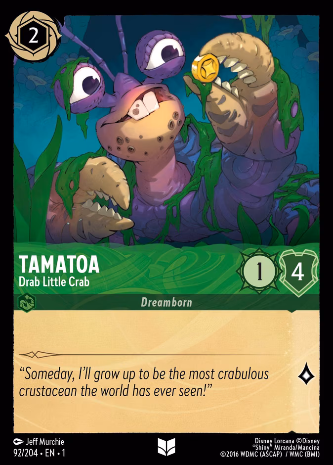 Tamatoa - Drab Little Crab Lorcana card (92/204, The First Chapter)