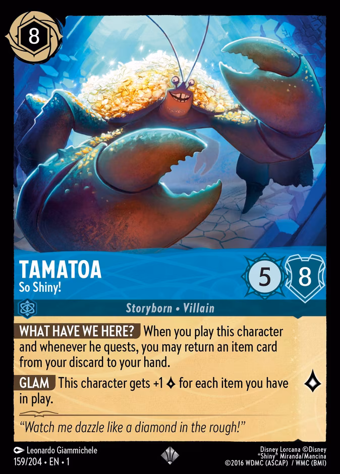 Tamatoa - So Shiny! Lorcana card (159/204, The First Chapter)