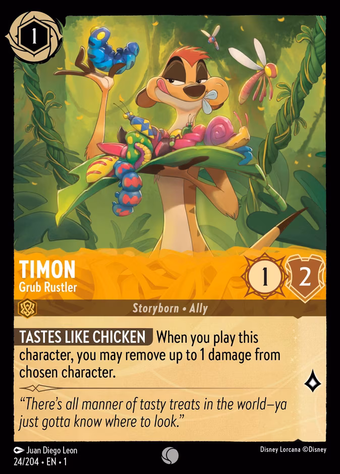 Timon - Grub Rustler Lorcana card (24/204, The First Chapter)