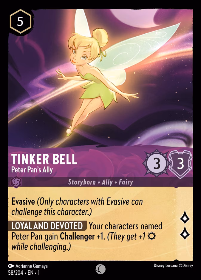 Tinker Bell - Peter Pan's Ally Lorcana card (58/204, The First Chapter)