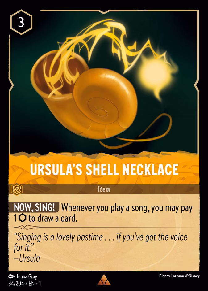 Ursula's Shell Necklace Lorcana card (34/204, The First Chapter)