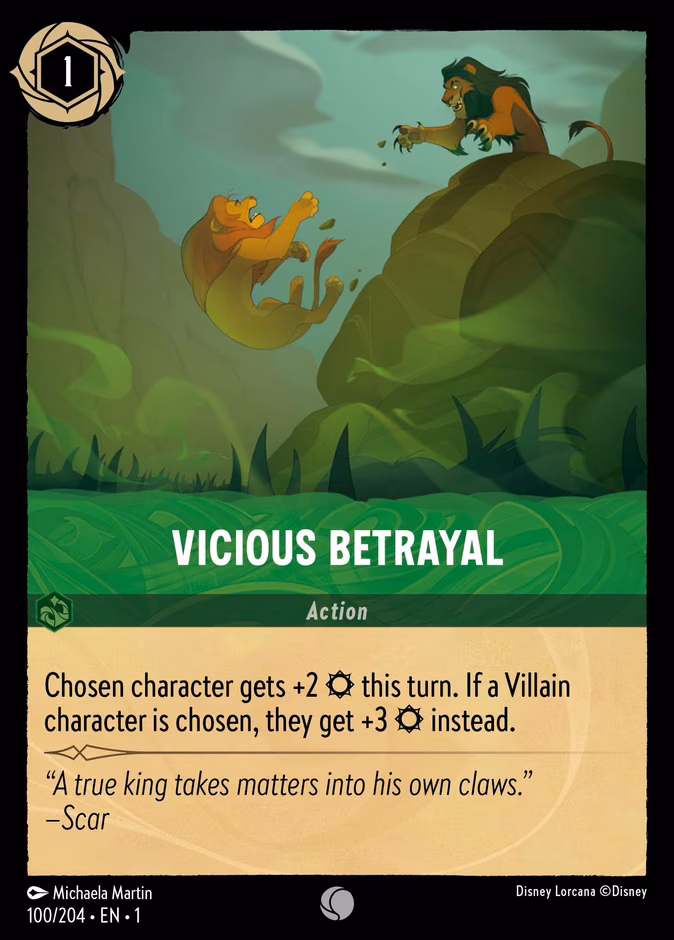Vicious Betrayal Lorcana card (100/204, The First Chapter)