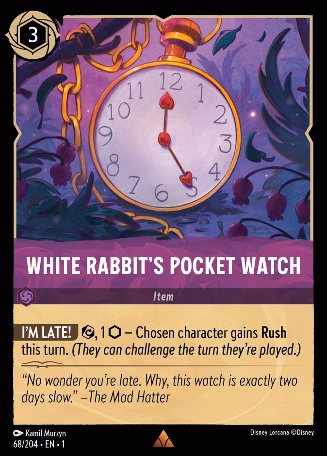 White Rabbit's Pocket Watch Lorcana card (68/204, The First Chapter)