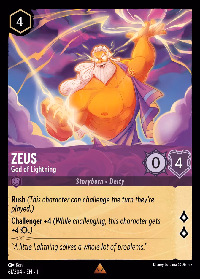 Zeus - God of Lightning Lorcana card (61/204, The First Chapter)