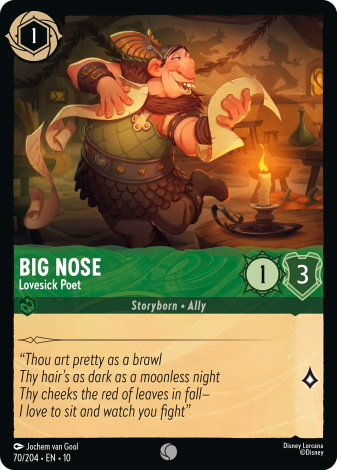 Big Nose - Lovesick Poet Lorcana card (70/204, Whispers in the Well)