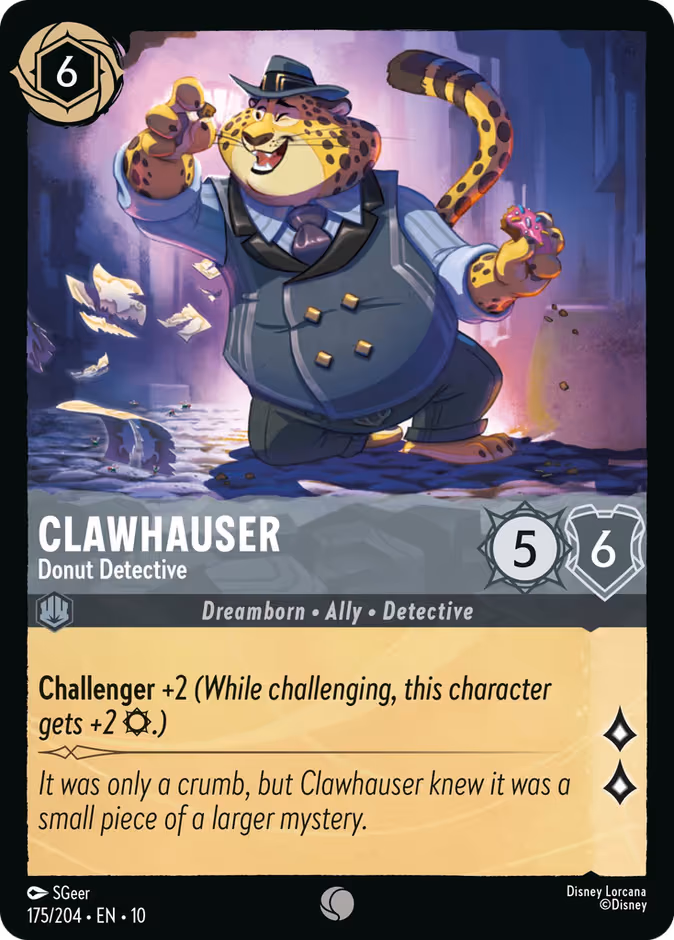 Clawhauser - Donut Detective Lorcana card (175/204, Whispers in the Well)