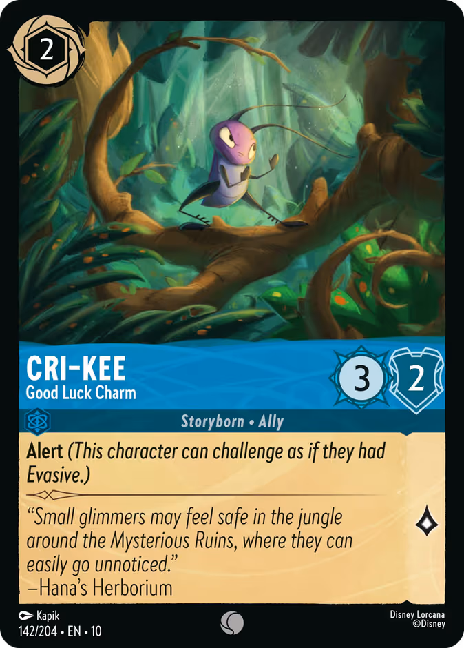 Cri-Kee - Good Luck Charm Lorcana card (142/204, Whispers in the Well)