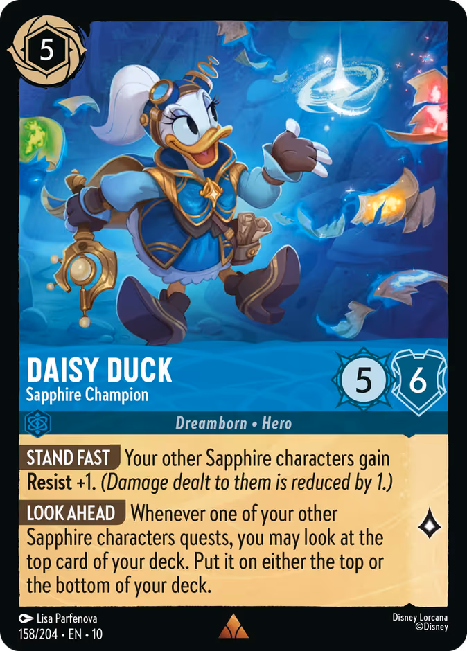 Daisy Duck - Sapphire Champion Lorcana card (158/204, Whispers in the Well)