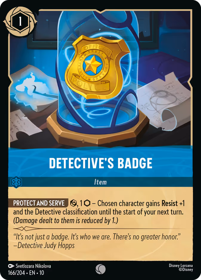 Detective's Badge Lorcana card (166/204, Whispers in the Well)