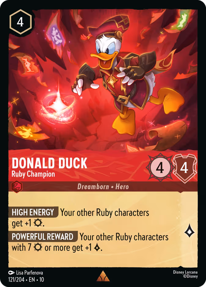 Donald Duck - Ruby Champion Lorcana card (121/204, Whispers in the Well)