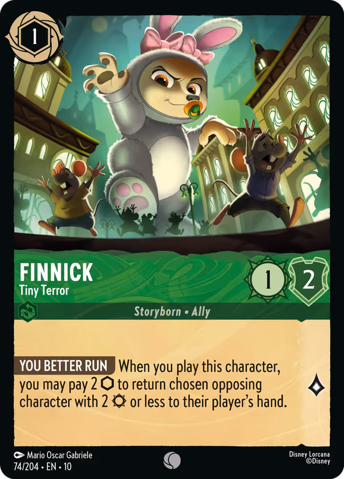 Finnick - Tiny Terror Lorcana card (74/204, Whispers in the Well)