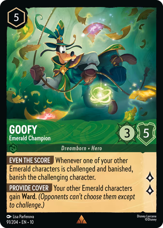 Goofy - Emerald Champion Lorcana card (91/204, Whispers in the Well)